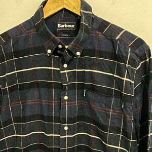 Barbour multicolor plaid flannel button-down casual dress shirt size MEDIUM M